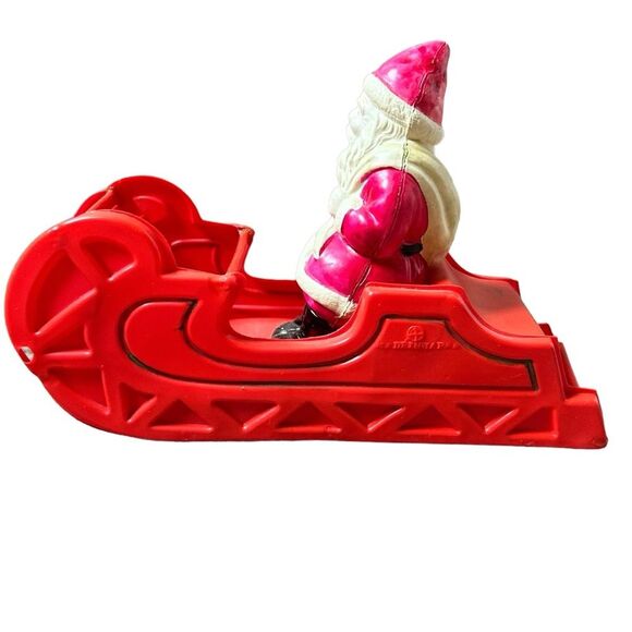 Vintage Early Celluloid 1940s 1950s Santa Claus and Red Sleigh - Picture 5 of 6